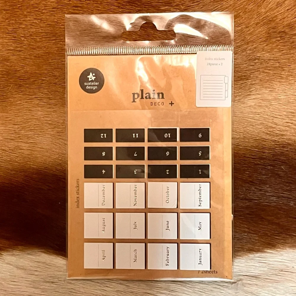 🆕 🎉 Suatelier black & white deco calendar monthly index tab korean stickers